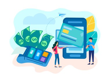 ATM makinesi kullanan adam. Kredi kartı ile ödeme. Pilin para ile bir atm. kavramı bankomat web sayfası, afiş, tanıtım, sosyal medya için.