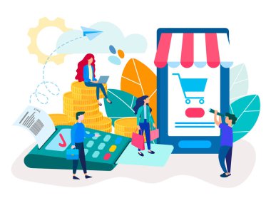 Kredi kartı ile Web sitesi, nfc teknolojisi, mobil uygulaması, atm ve terminal gibi ödeme yöntemleri. Vektör çizim için sosyal medya, afişler, posterler