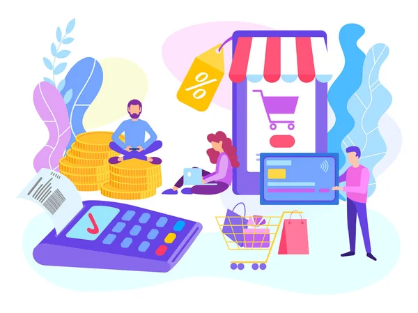 Kartenzahlung Terminal Online Shopping Konzept Das Bezahlen Karte Mit Dem — Stockvektor