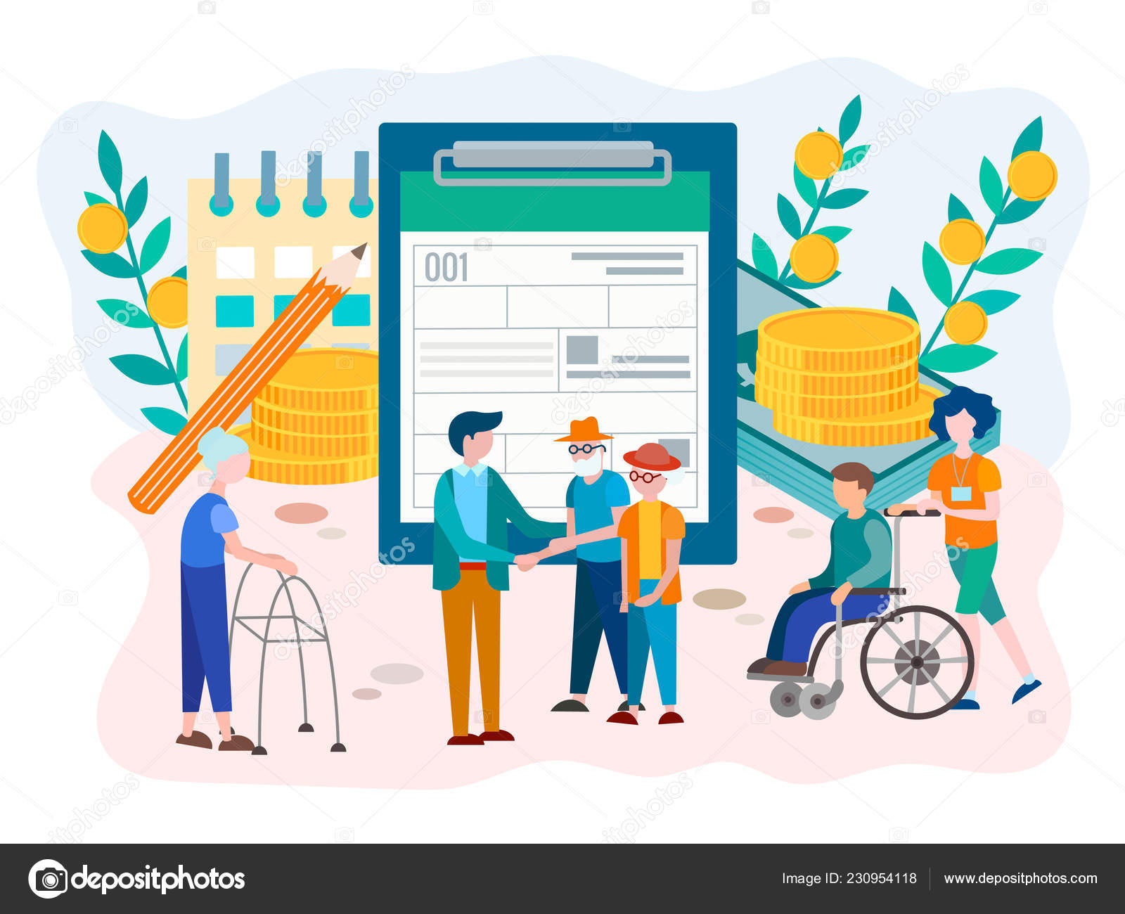 Social Security Benefits Form Pensioners Disabled Person Concept Vector