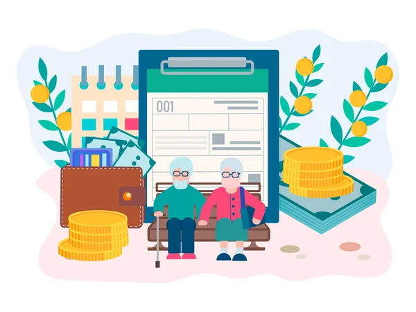 Sociale Zekerheid Voordelen Formulier Voor Gepensioneerden Pensioenverzekering Pensioenfonds Concept Vectorillustratie — Stockvector