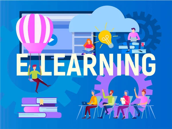 Learning Concept Online Learning Inscriptie Learning Leerlingen Ontvangen Onderwijs Afstand — Stockvector