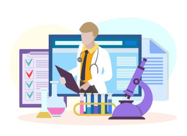 Doktorlar online tanı için bir toplantı. Tıbbi testler, nitelikli tıbbi bakım. Modern teknolojiler kullanarak laboratuvar testleri. 