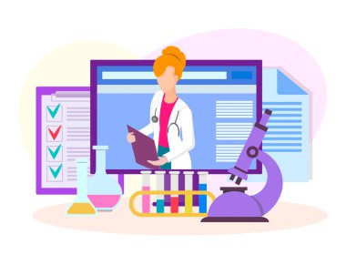 Doktorlar teşhis çevrimiçi bir toplantı. Tıbbi testler, nitelikli tıbbi bakım. Modern teknolojiler kullanarak laboratuvar testleri. 