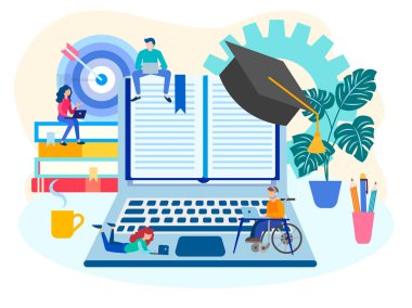 Online eğitim, takım çalışması, atölye çalışmaları ve çevrimiçi eğitim kavramı.