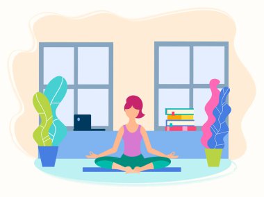 Kız onun odasına yoga konumda 
