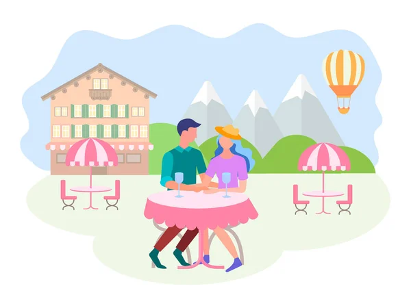 Konzept glückliches Paar bei einem Date und in den Flitterwochen. — Stockvektor