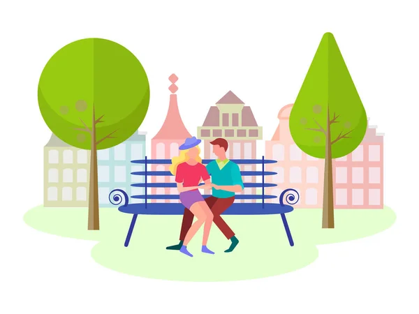 Les jeunes couples passent du temps dans le parc de la ville — Image vectorielle