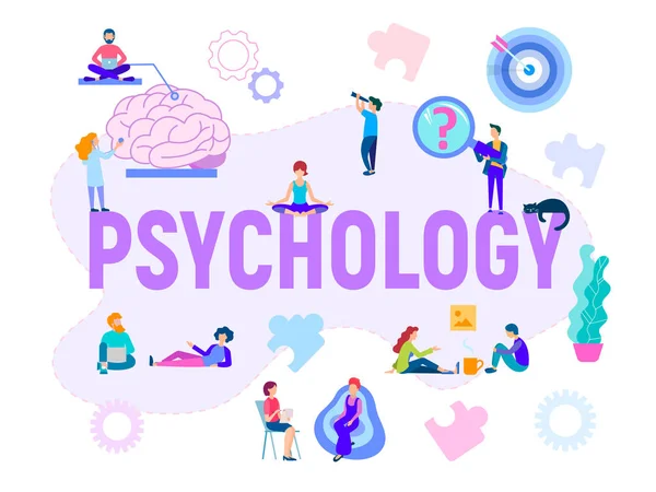 Vector illustration banner psychological help, counseling, train — Stock Vector