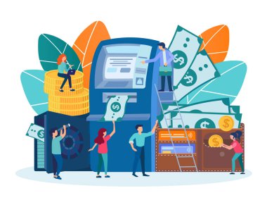 İnsanlar nakit ve kredi kartları ile nakit işlemleri yapmak. 