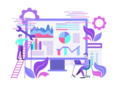 vektör illüstrasyon düz kavram web sitesi optimizasyonu
