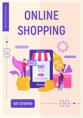 Vektör illüstrasyon düz stil online alışveriş indirimleri kavramı