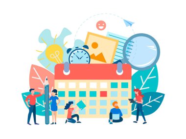 Ofis hayatı, takım çalışması, son tarih kavramı Vektör illüstrasyon. 