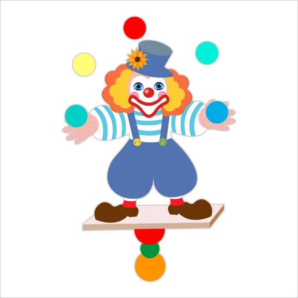 Clown hatt med blomma jonglering till balansering på tavlan — Stock vektor