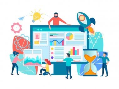 Web sitesi konseptinin ekip çalışması seo optimizasyonu. 