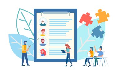  Personel seçimi. Kavram vektör illüstrasyon işe. Özgeçmiş ve iş arama.