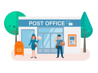 Posta kutusu dışında ve Atm duvarda ile Postane binası