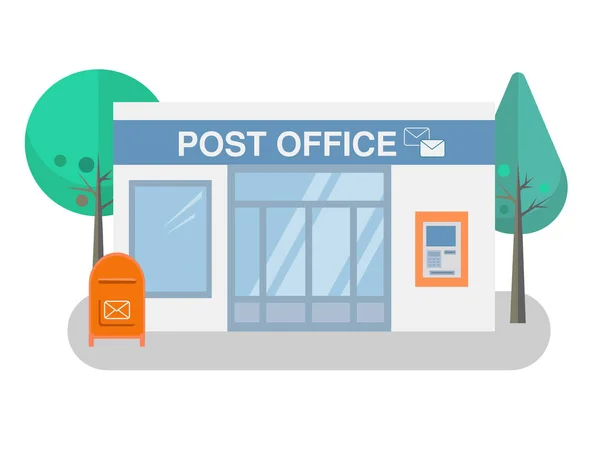 Edificio de oficinas de correos con buzón afuera — Vector de stock