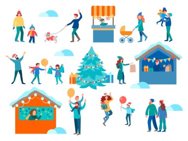 Christmas market, decorated shopping tents and decorated Christm clipart