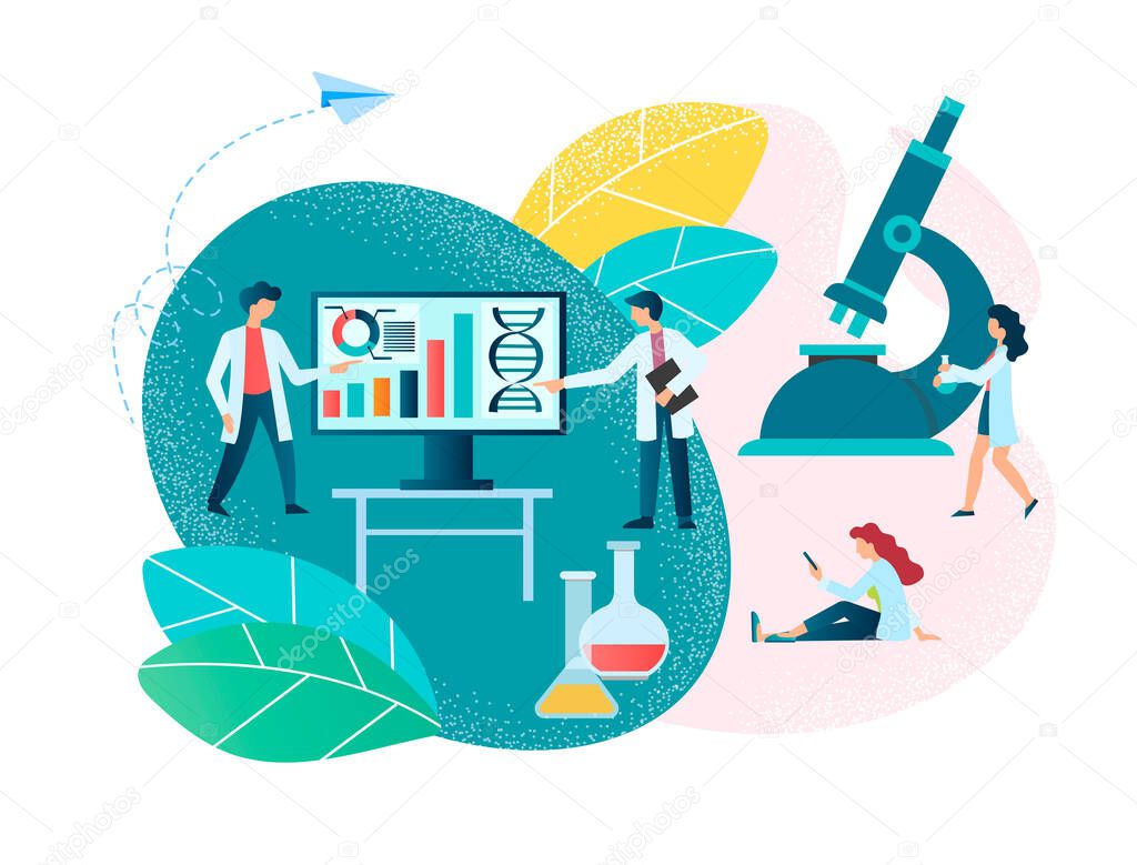 Medical diagnostics, biotechnology and genetic research. Concept Vector Illustration