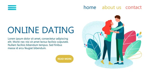Online Dating Banner Vector Illustratie Paar Verliefd Knuffels Dating Site — Stockvector