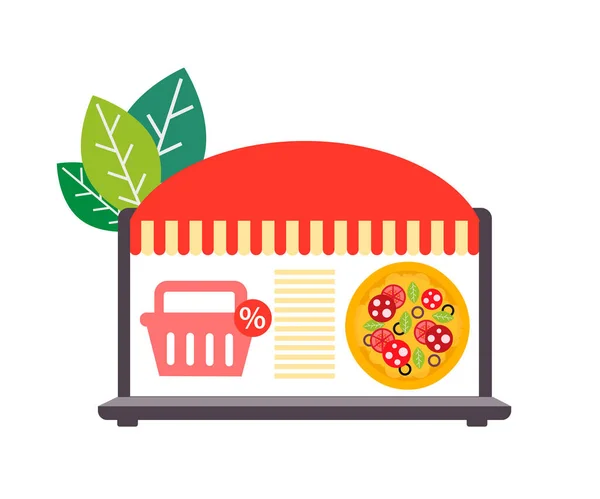 Livraison Pizza Achats Ligne Remise Illustration Vectorielle — Image vectorielle