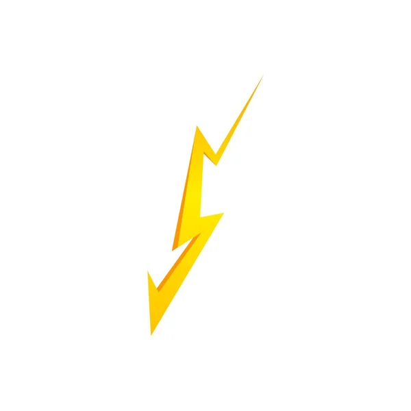 Belysning Thunder Bolt Flash gul ikon in i platt stil isolerad på vit bakgrund. Vektor — Stock vektor