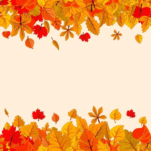 Hojas de otoño caen fondo aislado. Plantilla de cartel de otoño dorado. Ilustración vectorial — Vector de stock