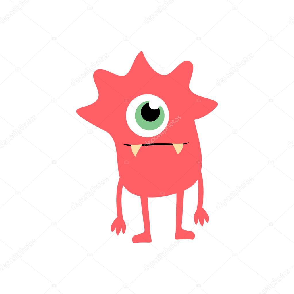 Cartoon flat monsters icon. Colorful kids toy cute monster. Vector illustration