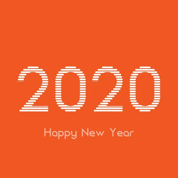 Creative happy new year 2020 white line design. Vector illustration — Stock Vector