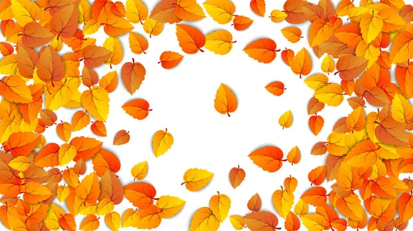 Bannière publicitaire ronde d'automne avec feuilles isolées sur fond blanc pour la vente automnale d'automne. Présentations cadre mise en page feuille décorée pour la vente d'achats ou la conception d'affiches promotionnelles. Illustration vectorielle — Image vectorielle