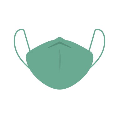 Yüz kirliliği yeşil maske ikonu. Tıbbi beyaz maske tozu tehlikeli koronavirüsü korur. Vektör illüstrasyon güvenlik maskeleri.