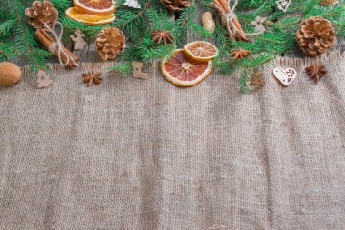 2021 yılınız kutlu olsun. Noel zamanı. Noel kartı. Yukarıdan manzara. Metin için boşluk.