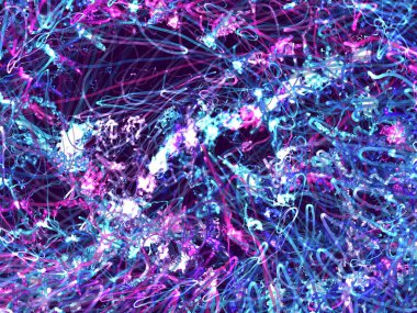 Yumuşak gradyan üzerinde orijinal sanat şekilleri olan parlak neon soyut arkaplan iş sunumunuz veya poster için bir arka plan olarak harika