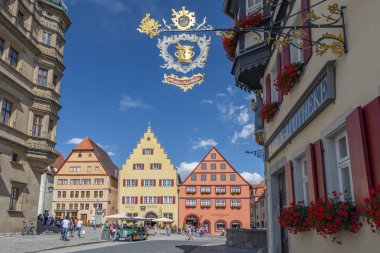 Marien Apotheke, Rothenburg ob der Tauber, Romantik Yol, Franconia, Bavyera, Almanya.