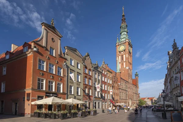 Ratusz Stojący Długiej Long Lane Stare Miasto Gdańsku Polska — Zdjęcie stockowe