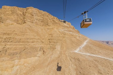 Teleferik Judean Desert, Israel kenarındaki Masada kaleye.