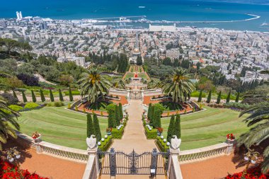 Bahai Bahçeleri ve Hayfa, İsrail, Ortadoğu'daki arka plan bağlantı noktası üzerinden görüntülemek.