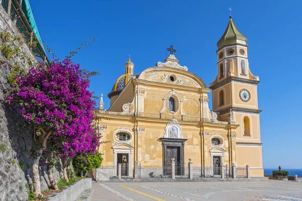 Renaissance San Gennaro Church Center Town Praiano Italy Amalfi Coast — стоковое фото