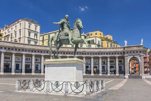 Estátua Bronze Rei Fernando Bourbon Piazza Del Plebiscito Nápoles Itália — Fotografia de Stock