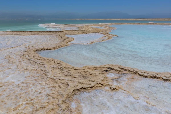 Kristallisiertes Salz Bedeckt Den Strand Des Toten Meeres Island — Stockfoto