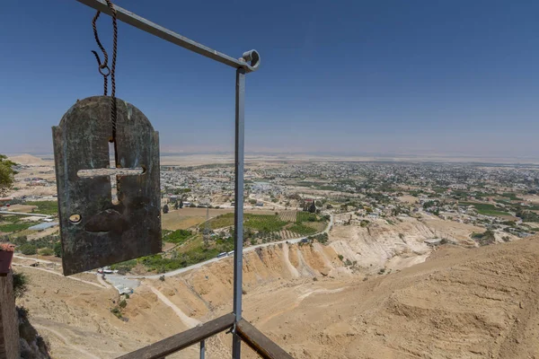 Demir Plaka Ile Çapraz Jericho Vadisi Aziz George Günaha Mount — Stok fotoğraf