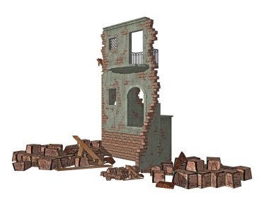 Duvarın duvarında tuğlalar ve pencere yuvaları var.