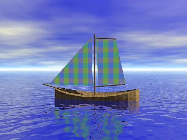 small sailboat with inflated sails floating on the water