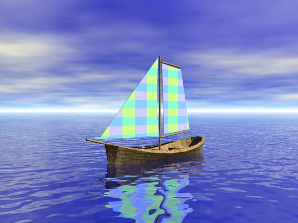 Small Sailboat Inflated Sails Floating Water — Stock Photo, Image