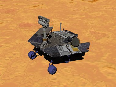 Mars Rover gezegenin yüzeyinde dönüyor.