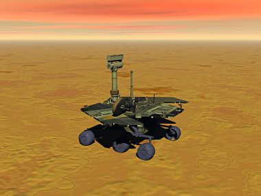 Mars Rover gezegenin yüzeyinde dönüyor.