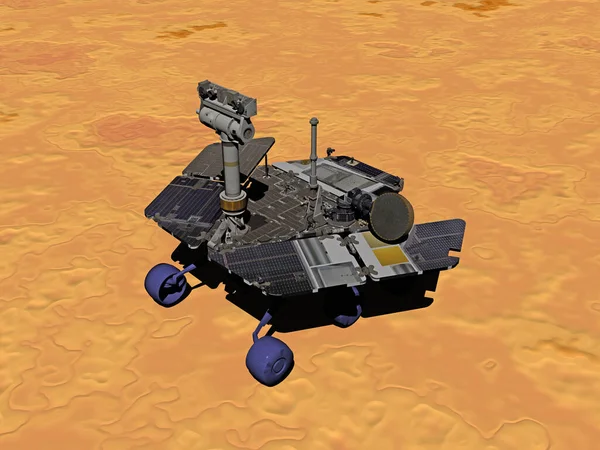 Mars Rover Κυλά Πάνω Από Την Επιφάνεια Του Πλανήτη — Φωτογραφία Αρχείου