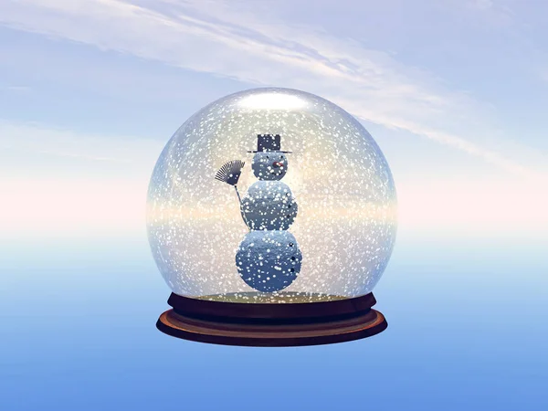 Glass Snow Globe Snowman — Stock Photo, Image