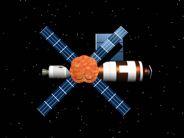 Stazione Spaziale Orbita Intorno Alla Terra — Foto Stock